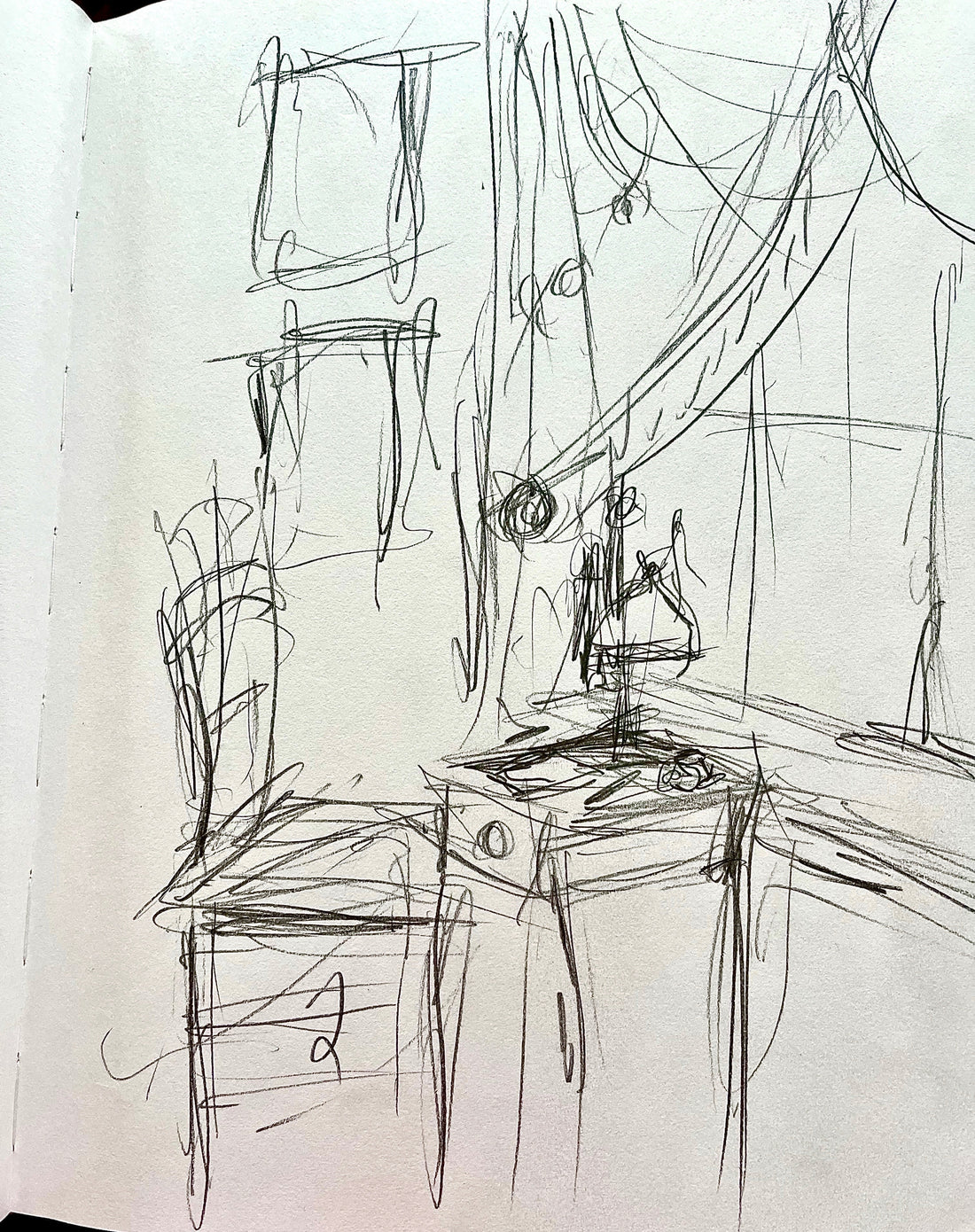 A sketch of Emily Dickinson's desk where she wrote her letters